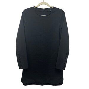 COS Black Long-Sleeve Button Cuff Shift Dress US 6 Polyester/Wool Blend